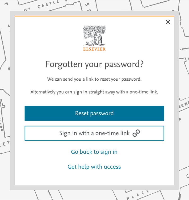 screenshot of reset password options presented